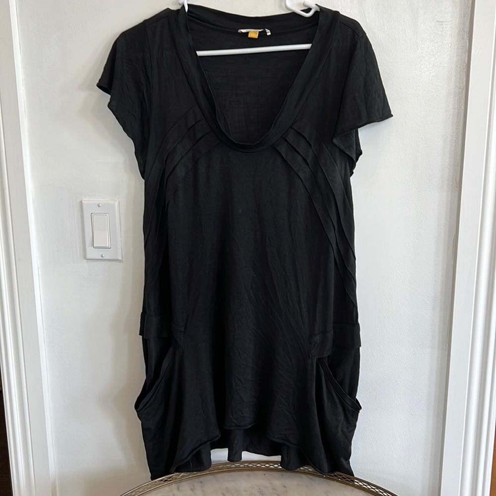 Edgy black cotton dress by LEIFSDOTTIR asymmetrical